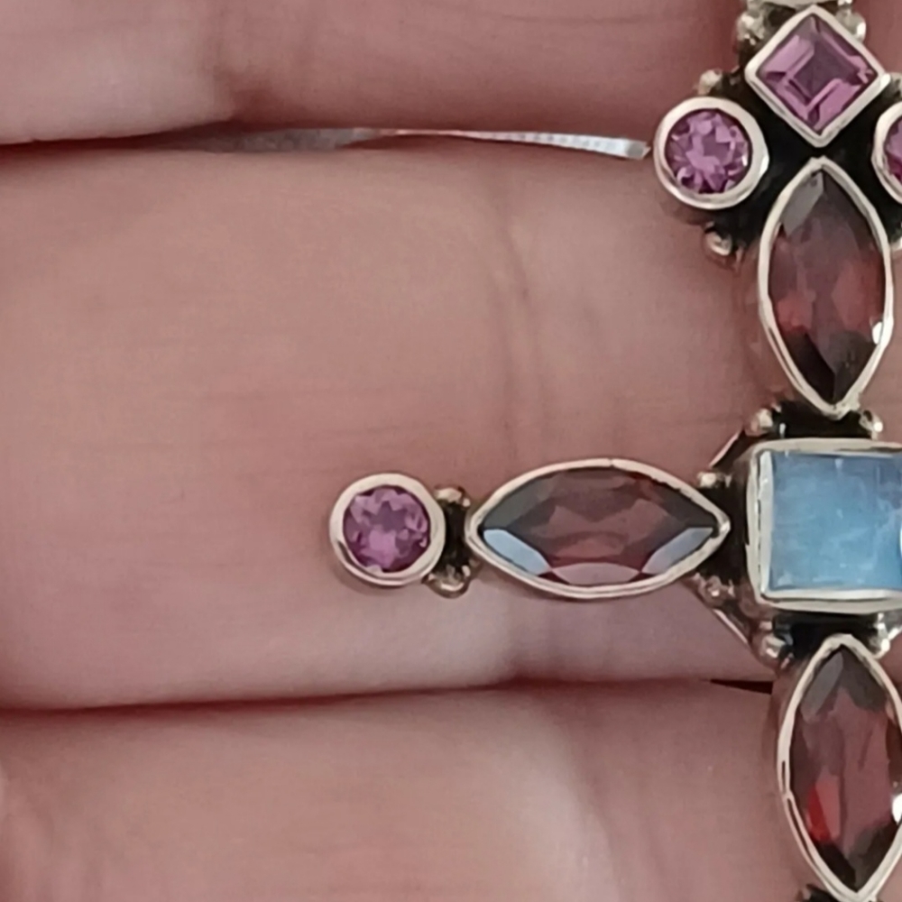 Nicky Butler Sterling Silver 925 Cross Pendant NB Garnet Moonstone Rhodolite NWT - Picture 3 of 14